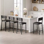 Lot de 4 tabourets de bar, tabourets de comptoir avec dossier et pieds en métal épaissi, tabourets de bar rembourrés en cuir PU à hauteur de comptoir avec repose-pieds