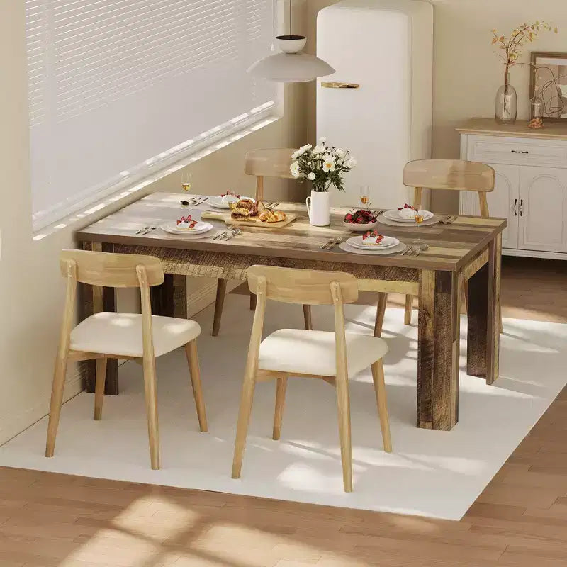Table de salle à manger de ferme 63" - Table rustique en bois pour 4-6 personnes, parfaite pour les petits espaces et les appartements