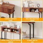 Acekool 47 Table console étroite en chêne avec tiroirs et étagère inférieure, longue table d'entrée et de canapé pour couloir et salon