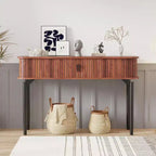 Acekool 47 Table console étroite en chêne avec tiroirs et étagère inférieure, longue table d'entrée et de canapé pour couloir et salon