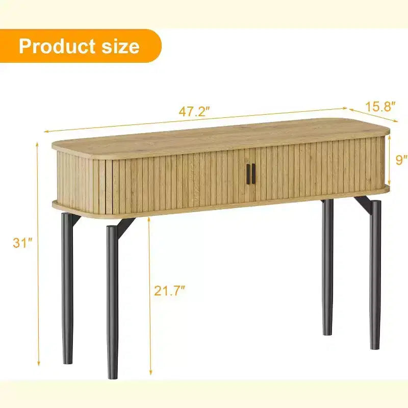 Acekool 47 Table console étroite en chêne avec tiroirs et étagère inférieure, longue table d'entrée et de canapé pour couloir et salon