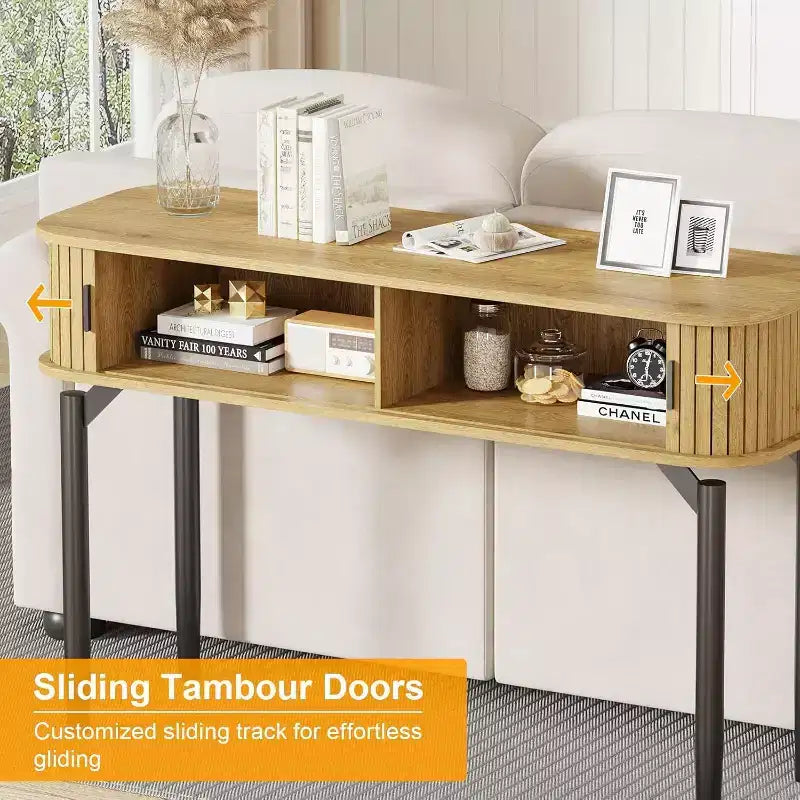 Acekool 47 Table console étroite en chêne avec tiroirs et étagère inférieure, longue table d'entrée et de canapé pour couloir et salon