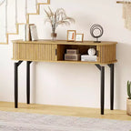 Acekool 47 Table console étroite en chêne avec tiroirs et étagère inférieure, longue table d'entrée et de canapé pour couloir et salon