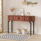 Acekool 47 Table console étroite en chêne avec tiroirs et étagère inférieure, longue table d'entrée et de canapé pour couloir et salon