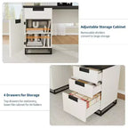 Acekool 59 Bureau de direction de ferme avec tiroir de classement, armoire de rangement et 3 tiroirs, table d'ordinateur en bois pour le travail et les études