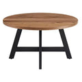 Alaterre Furniture Industrial Round Coffee Table, Walnut