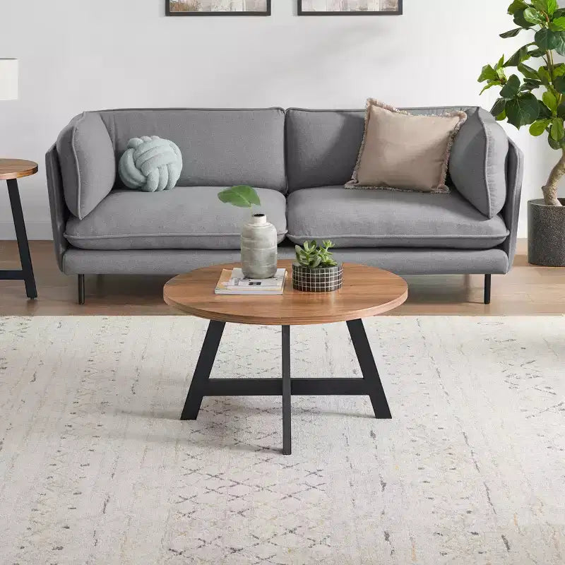 Table basse ronde industrielle Alaterre Furniture, Noyer