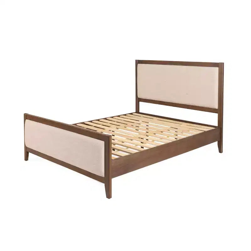 Cadre de lit rembourré Christopher Knight Home Aura en bois d'acacia avec tête et pied de lit