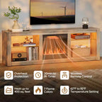 Meuble TV Bestier 63 pour téléviseurs jusqu'à 70 pouces, meuble de divertissement LED avec cheminée 18 pouces et étagères de rangement pour salon