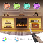 Meuble TV Bestier 63 pour téléviseurs jusqu'à 70 pouces, meuble de divertissement LED avec cheminée 18 pouces et étagères de rangement pour salon