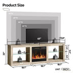 Meuble TV Bestier 63 pour téléviseurs jusqu'à 70 pouces, meuble de divertissement LED avec cheminée 18 pouces et étagères de rangement pour salon