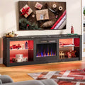 Bestier 63 Fireplace TV Stand for TVs up to 70, LED Gaming Entertainment Center TV Console with 18 Fireplace & Storage Shelves for Living Room