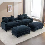 Canapé d'angle en chenille CLIHOME 112,6, avec deux ottomans amovibles et grand coffre de rangement