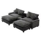 Canapé d'angle en chenille CLIHOME 112,6, avec deux ottomans amovibles et grand coffre de rangement