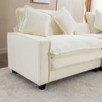Canapé d'angle en chenille CLIHOME 112,6, avec deux ottomans amovibles et grand coffre de rangement