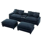 Canapé d'angle en chenille CLIHOME 112,6, avec deux ottomans amovibles et grand coffre de rangement
