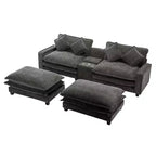 Canapé d'angle en chenille CLIHOME 112,6, avec deux ottomans amovibles et grand coffre de rangement