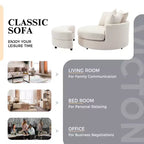 Fauteuil pivotant CLIHOME 360° avec pouf de rangement et 4 oreillers, fauteuil rond d'appoint moderne en chenille