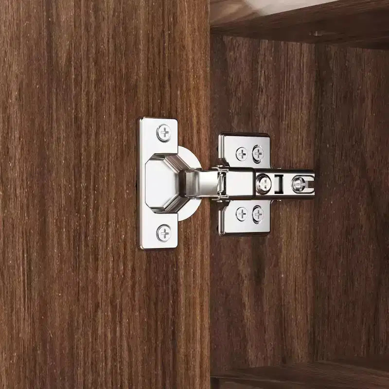 Acekool Armoire à chaussures 6 niveaux, organisateur d'entrée moderne noir sans poignée, 3 portes, crochets intégrés, étagère à chaussures spacieuse