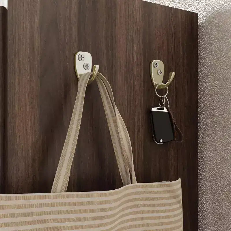 Acekool Armoire à chaussures 6 niveaux, organisateur d'entrée moderne noir sans poignée, 3 portes, crochets intégrés, étagère à chaussures spacieuse