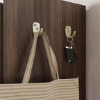 Acekool Armoire à chaussures 6 niveaux, organisateur d'entrée moderne noir sans poignée, 3 portes, crochets intégrés, étagère à chaussures spacieuse