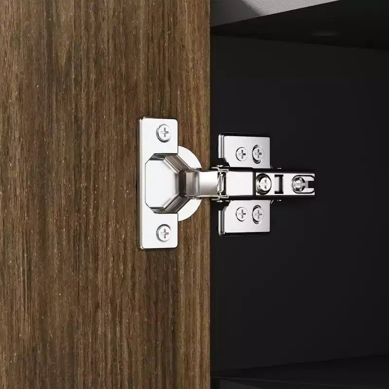 Acekool Armoire à chaussures 6 niveaux, organisateur d'entrée moderne noir sans poignée, 3 portes, crochets intégrés, étagère à chaussures spacieuse