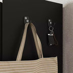 Acekool Armoire à chaussures 6 niveaux, organisateur d'entrée moderne noir sans poignée, 3 portes, crochets intégrés, étagère à chaussures spacieuse