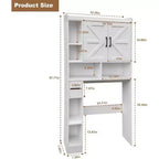 Meuble de rangement WC Acekool avec doubles portes et étagère réglable, organiseur de salle de bain pour gain de place, bois composite