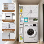 Meuble de rangement WC Acekool avec doubles portes et étagère réglable, organiseur de salle de bain pour gain de place, bois composite