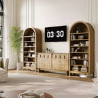 Bibliothèque arquée de 180 cm de haut, étagère moderne de style ferme à 7 niveaux avec étagères ouvertes réglables