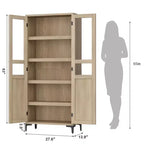 Meuble de rangement de 160 cm de hauteur, garde-manger de cuisine, armoire de salle de bain à 5 étagères avec 2 portes et étagères réglables pour la cuisine