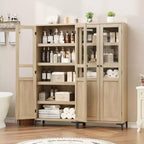 Meuble de rangement de 160 cm de hauteur, garde-manger de cuisine, armoire de salle de bain à 5 étagères avec 2 portes et étagères réglables pour la cuisine