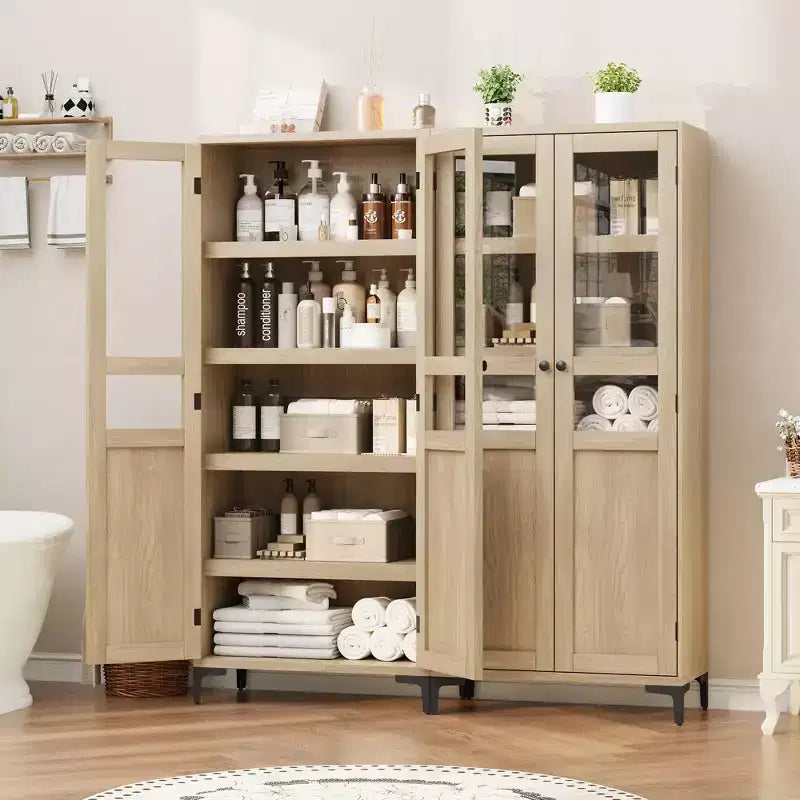Meuble de rangement de 160 cm de hauteur, garde-manger de cuisine, armoire de salle de bain à 5 étagères avec 2 portes et étagères réglables pour la cuisine