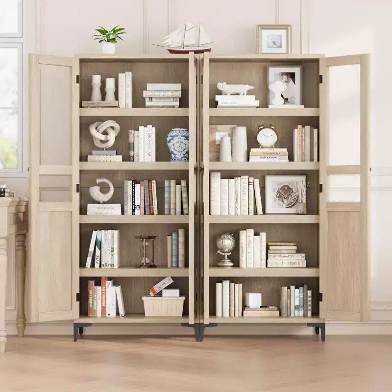 Meuble de rangement de 160 cm de hauteur, garde-manger de cuisine, armoire de salle de bain à 5 étagères avec 2 portes et étagères réglables pour la cuisine