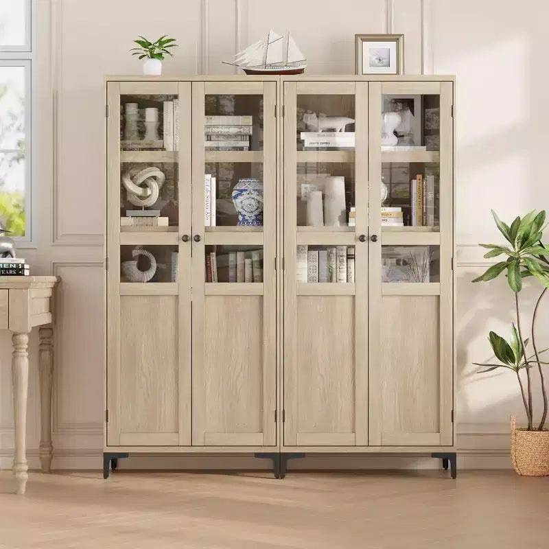 Meuble de rangement de 160 cm de hauteur, garde-manger de cuisine, armoire de salle de bain à 5 étagères avec 2 portes et étagères réglables pour la cuisine
