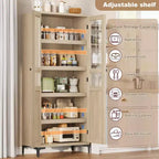 Meuble de rangement de 160 cm de hauteur, garde-manger de cuisine, armoire de salle de bain à 5 étagères avec 2 portes et étagères réglables pour la cuisine