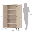 Meuble de rangement de 160 cm de hauteur, garde-manger de cuisine, armoire de salle de bain à 5 étagères avec 2 portes et étagères réglables pour la cuisine