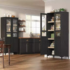 Meuble de rangement de 160 cm de hauteur, garde-manger de cuisine, armoire de salle de bain à 5 étagères avec 2 portes et étagères réglables pour la cuisine