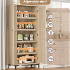 Meuble de rangement de 160 cm de hauteur, garde-manger de cuisine, armoire de salle de bain à 5 étagères avec 2 portes et étagères réglables pour la cuisine