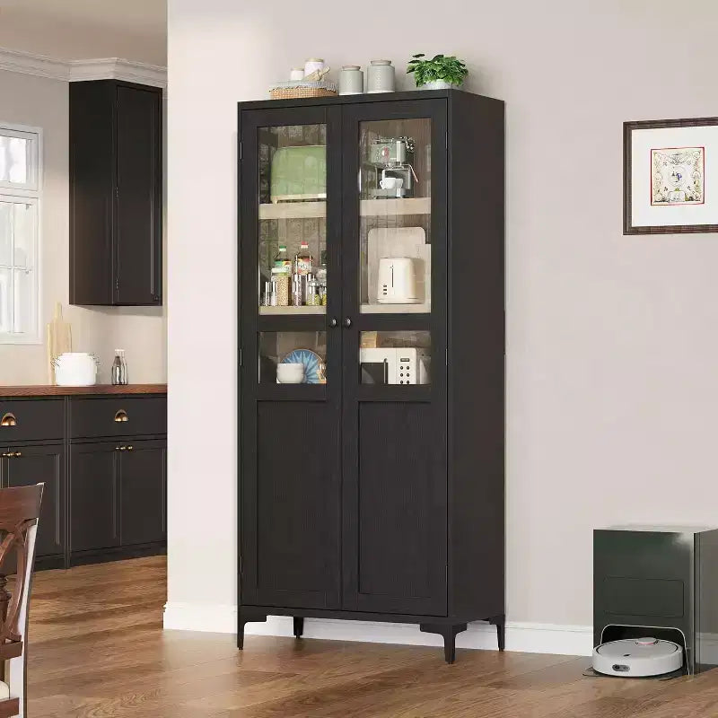 63 Inch Tall Storage Cabinet, Kitchen Pantry 5 Tier Bathroom Cabinet with 2 Doors Adjustable Shelves for Kitchen
