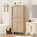 Meuble de rangement de 160 cm de hauteur, garde-manger de cuisine, armoire de salle de bain à 5 étagères avec 2 portes et étagères réglables pour la cuisine