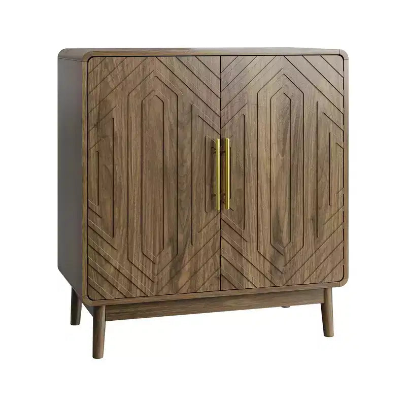 CLIHOME Sideboard Buffet Cabinet With Storage, Carved 2 Door Sideboard, Multifunctional Accent Cabinet With Adjustable Layer Board