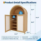 Meuble à chaussures arqué à 5 niveaux avec portes en rotin - Armoire à chaussures autoportante de style ferme avec étagères réglables pour entrée, couloir, salon