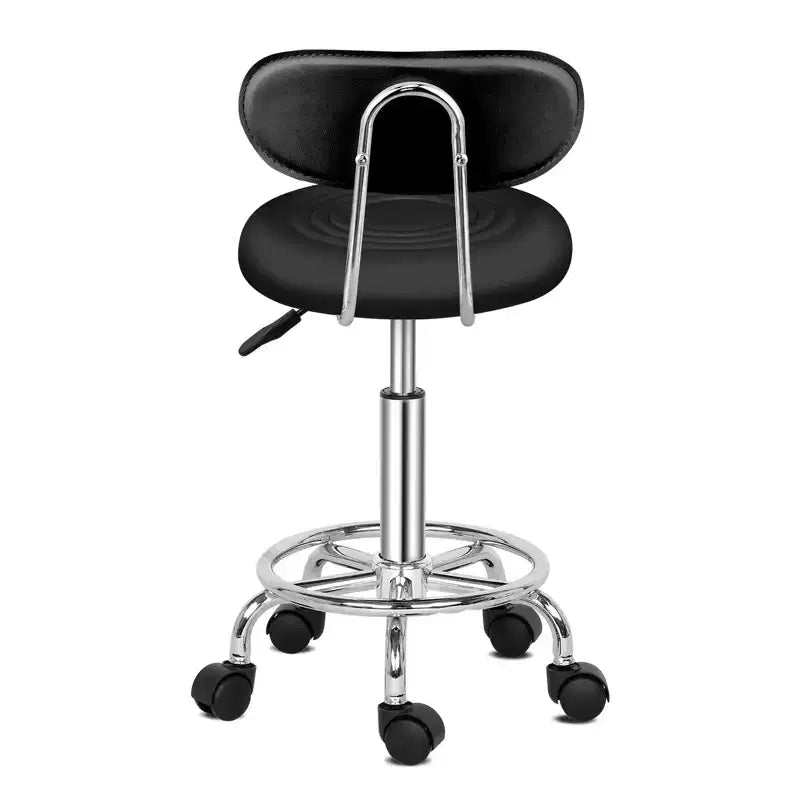 Chaise de salon pivotante noire avec dossier, tabouret de bar roulant réglable en hauteur