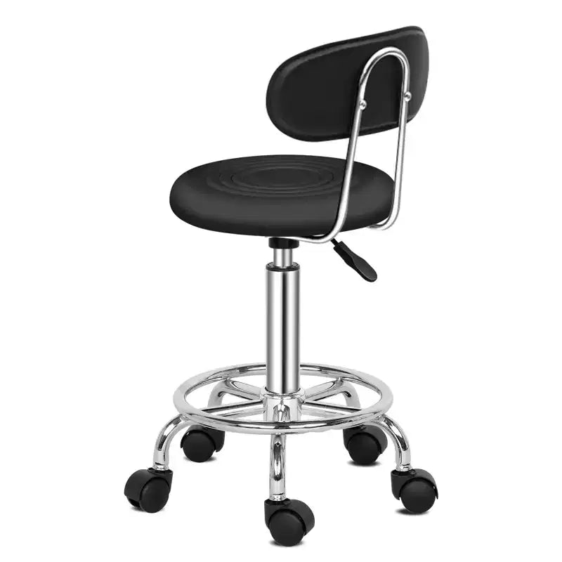 Chaise de salon pivotante noire avec dossier, tabouret de bar roulant réglable en hauteur