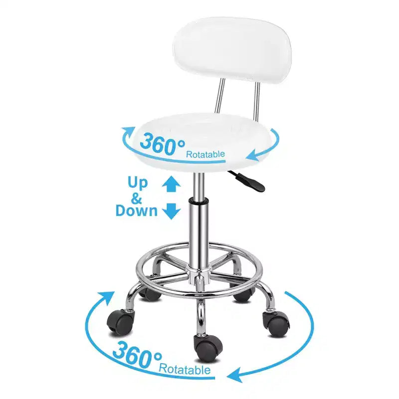 Chaise de salon pivotante noire avec dossier, tabouret de bar roulant réglable en hauteur