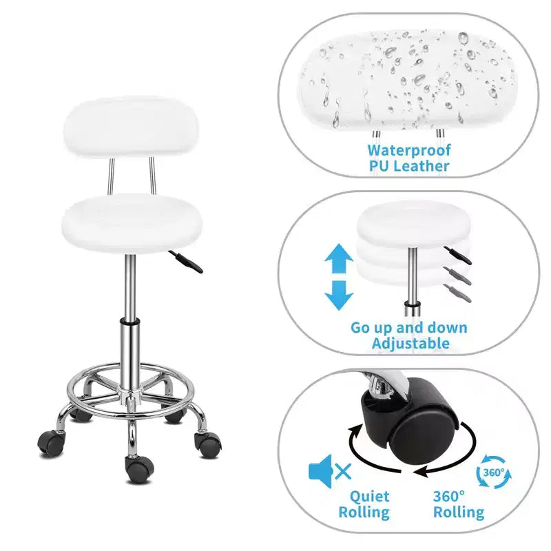 Chaise de salon pivotante noire avec dossier, tabouret de bar roulant réglable en hauteur