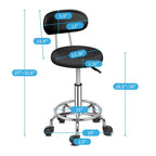 Chaise de salon pivotante noire avec dossier, tabouret de bar roulant réglable en hauteur