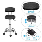 Chaise de salon pivotante noire avec dossier, tabouret de bar roulant réglable en hauteur