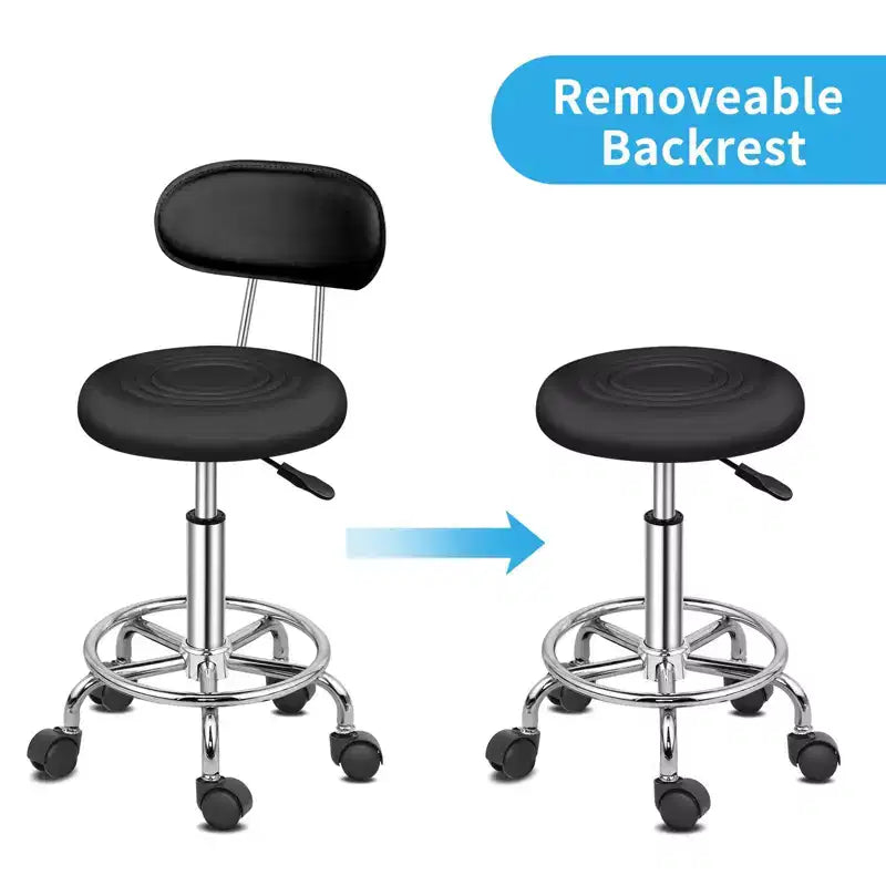 Chaise de salon pivotante noire avec dossier, tabouret de bar roulant réglable en hauteur